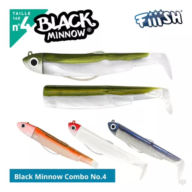 Fiiish Black Minnow No.4 Lures Combo Pack - Bass Wrasse Pollock Cod Salmon Trout