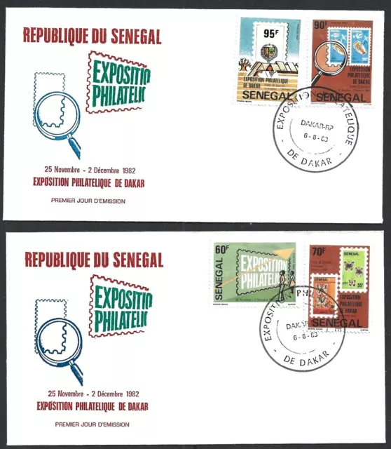 (BL) Senegal #591-4 1983 Dakar Stamp Exhibition 4v on 2 FDCs