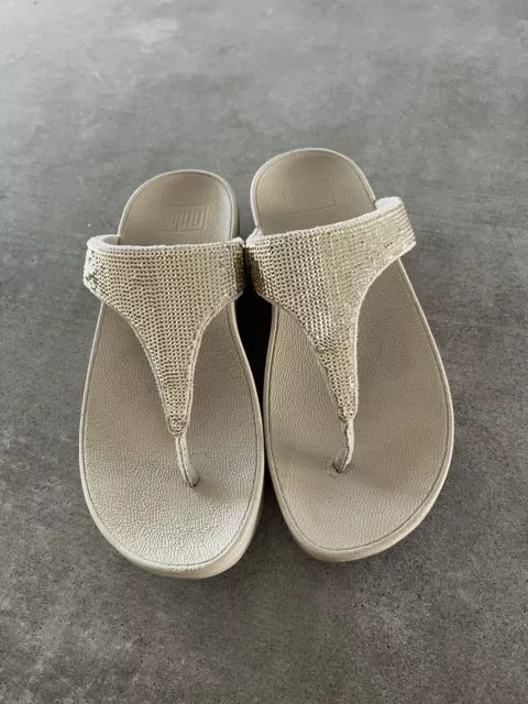 Fitflop Lulu Glitter Toe Flip Flop Sandals Womens Size 7 Excellent