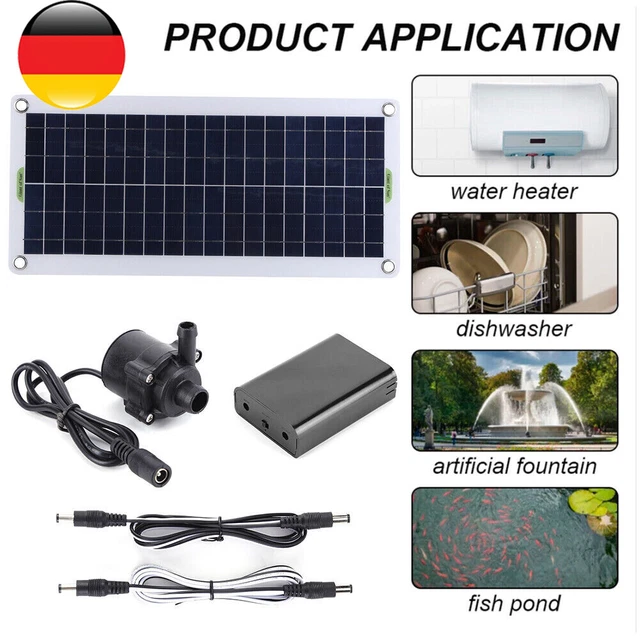 Waterpompset voor Zonne-energie, 50W-paneel 800L/h 12V Geluidsarm DC Eco- siliconen Kunststof Zonne-vijverpomp voor Tuin, Gebruikt in Het Zwemmen van Vogels, Aquariums