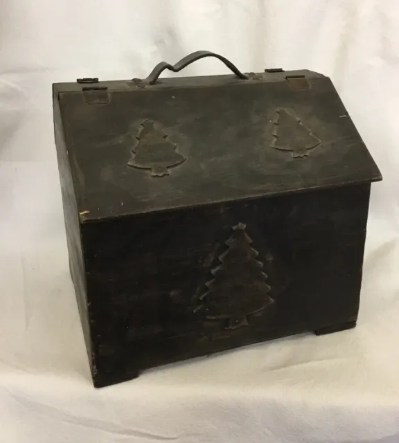 Vintage Wooden Coal Scuttle Fireplace Box Handmade Christmas Tree Decoration
