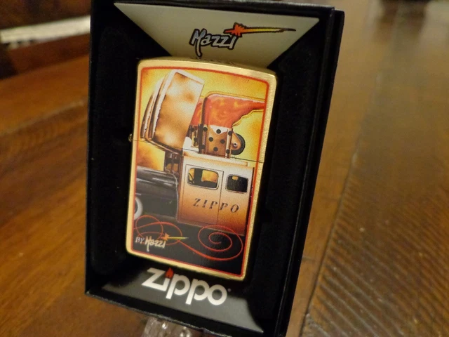 Mazzi Zippo Car Brush Brass Zippo Lighter Mint In Box