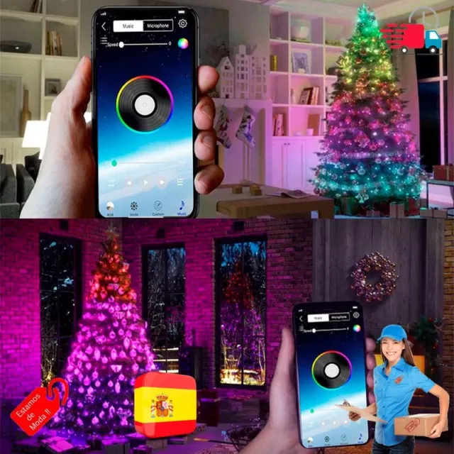 Luces LED inteligentes para árbol Navidad con BT, control mediante APP 3