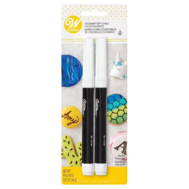 Black Food Marker, 2-Count Pack of Edible Markers, Ideal for Cookies and Cakes