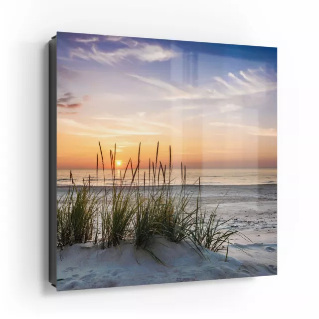 DEQORI Schlüsselkasten Glasfront 30x30 cm 'Sonnenuntergang am Strand' Box