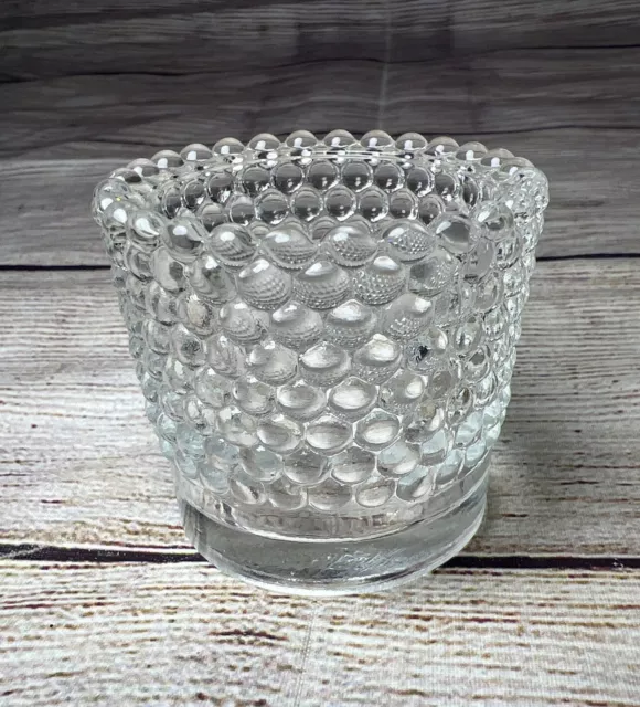 Vtg Clear Glass Hobnail Votive Candle Toothpick Holder 2.5x2”