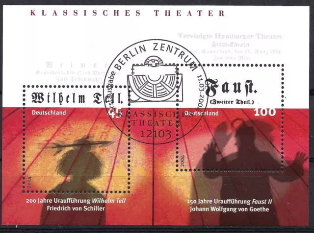 Bund / BRD aus 2004 Mi 2391 2392  Block 65  Klassisches Theater Ersttag stemp.