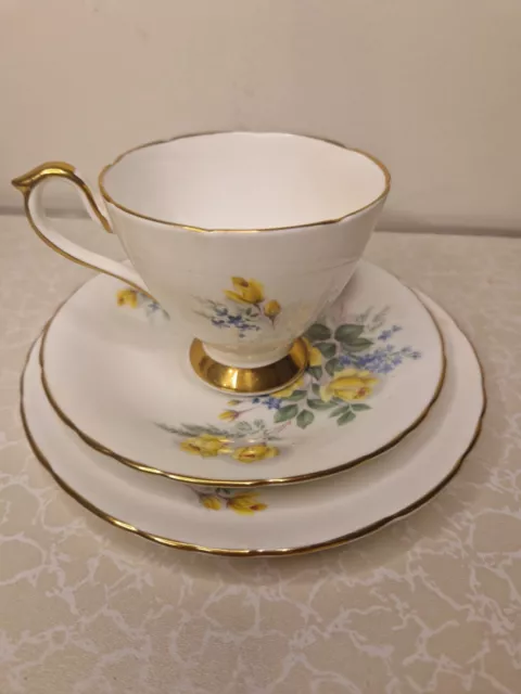 Vintage "Delphine" Bone China Cup, Saucer and Side Plate. Lovely Trio Set.