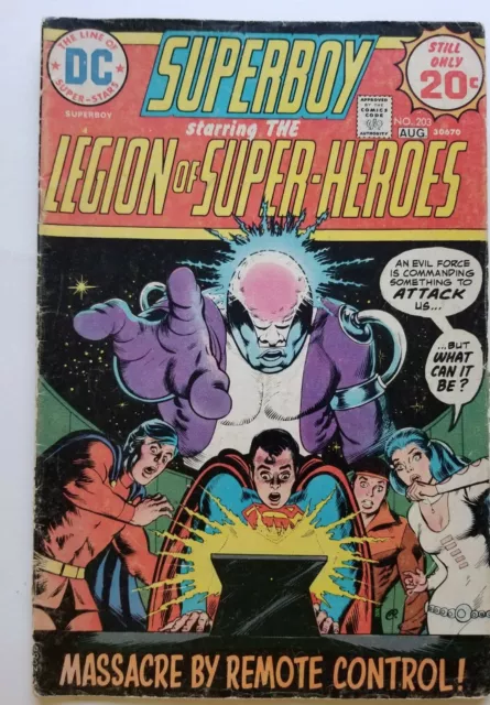 Superboy #203 (DC Comics, 1974) Legion of Super-Heroes, Invisible Kid "Death"