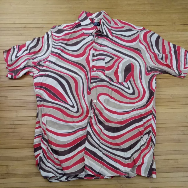 Vintage 70s Valerio Valeri Made In Itallh Trippy Psychedelic Funky Button Shirt