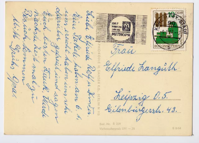 Brief Postkarte 1967 Fernverkehr Mi. 1117 EF OST 90 Karl-Marx-Stadt