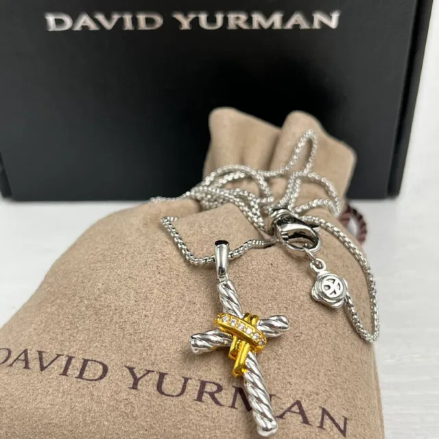 David Yurman Classic Cable X Cross Pendant Siver Necklace