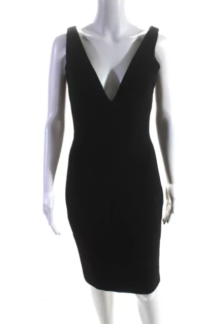 Gianni Versace Womens V Neck Crepe Sleeveless Sheath Dress Black Size 4