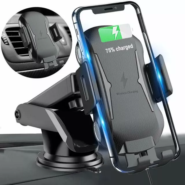 Qi Auto Wireless Charger Handy Halterung Induktions Ladegerät Clamping KFZ 2023