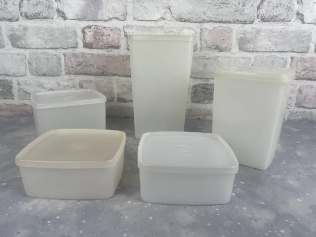 Tupperware X 4 Clear Vintage Containers Including 1 Ekcoware With Lids 1970s 326