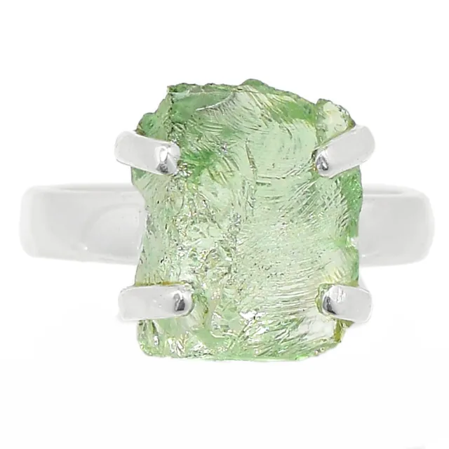 Treated Green Amethyst Rough 925 Sterling Silver Ring Jewelry s.6.5 BR218162