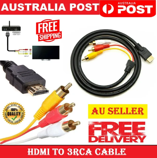 HDMI Male to 3 RCA AV Audio Converter Cable Cord for TV HDTV DVD 1080p Cable AU