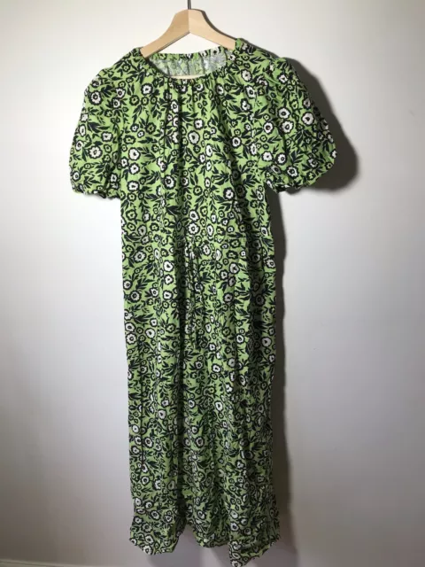 Ladies TOPSHOP Balloon Sleeve Floral Dress Green Size 10 UK BNWT