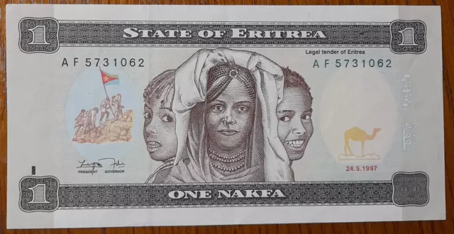 Billet ERITREA ERYTHREE AFRIQUE Billet 1 NAKFA 1997  3 VISAGES NEUF