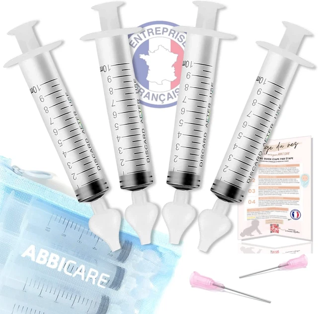 Mouche Bébé Seringue Nasale 10Ml ABBICARE™ Sans BPA | Kit 4 Seringues Avec Embou