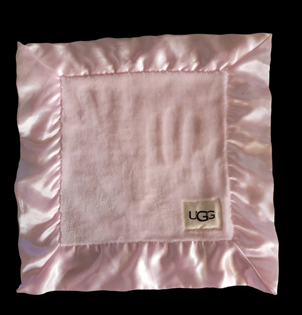 "Manta de lana bebé ultra suave rosa UGG adorno satinado 13"" X 13"
