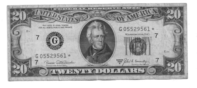 1969B $20 Chicago Star Federal Reserve Note Banuelos-Connally Fr-2069G* LOT 22