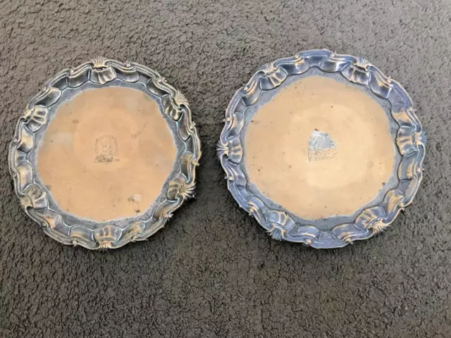 Antique silver plated salvers x 2
