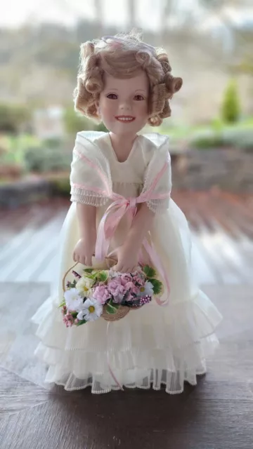 Shirley Temple Porcelain Doll; Flower Girl; Great Condition with COA