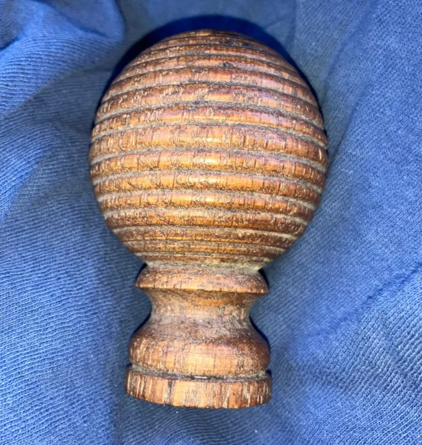 Antique 2 5/8" Victorian Beehive Turned Wood Maple? Architectural Salvage Finial