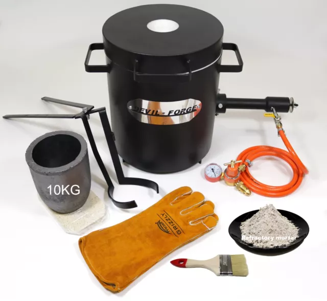 FB2Mb–10KG Four de Fusion au Gaz Propane Fournaise Forge Brûleur Creuset, Pince