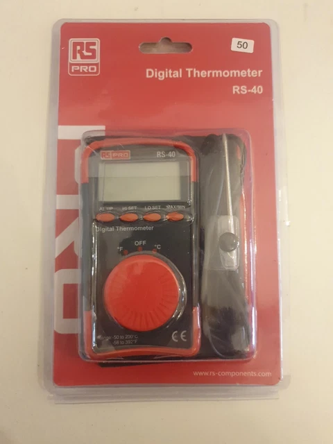 RS PRO RS40/RS-40 Termometro digitale, 1 tasca ingresso (50)