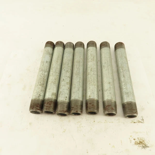 1/2" NPT x 6" Galvanized Iron Pipe Nipple Fitting Schedule 40 Lot of 7