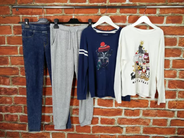 Girls Bundle Age 9-10 Years H&M M&S Jeans Lounge Joggers T-Shirt Christmas 40Cm