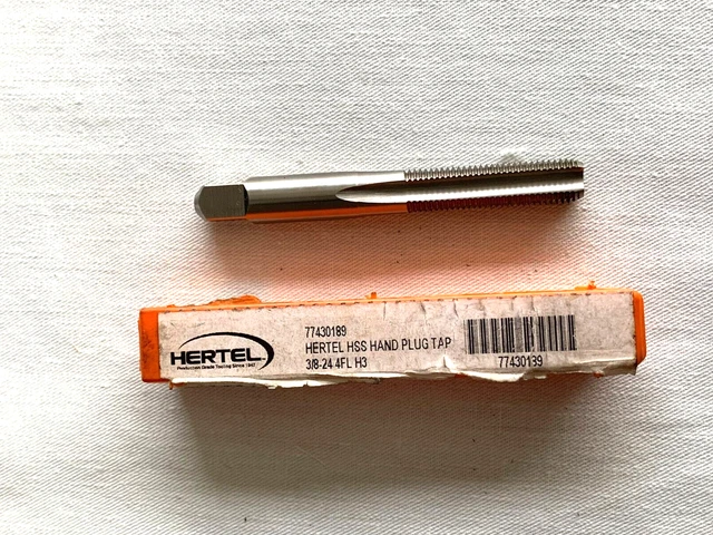 Hertel 3/8-24 UNF H3 4 Flute Bright Finish plug tap