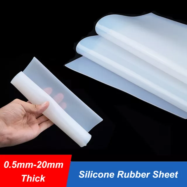 Solid Silicone Rubber Sheet Clear White 0.5mm 1mm 2mm-20mm Thick Various Sizes
