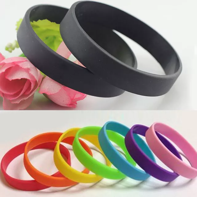 Silicone Rubber Sports Bracelet Wrist Band Fashion Simple Bangle Gift 12 Colors