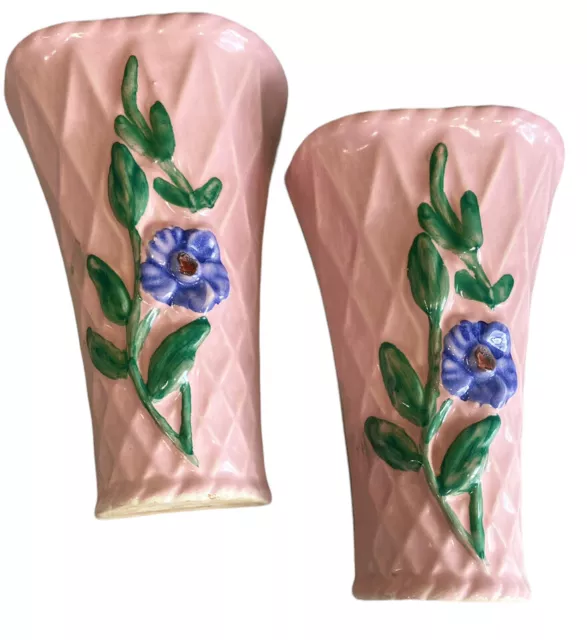 MCM Wall Pockets Floral Pottery Perfect for Decorating a Mid Century Modern Bath