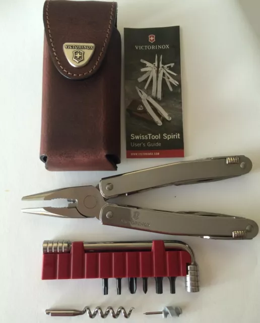 Victorinox Swiss Army Knife, Swisstool Spirit Plus With Leather Pouch 53802, NIB