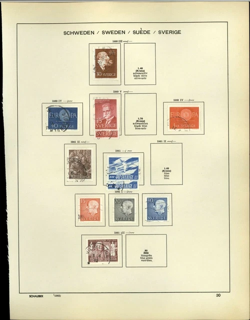 Sweden 1960-1961 Album Page Of Stamps #V18860