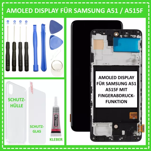 OLED Display für Samsung Galaxy A51 2019 A515F LCD Touch Screen Glas + Rahmen