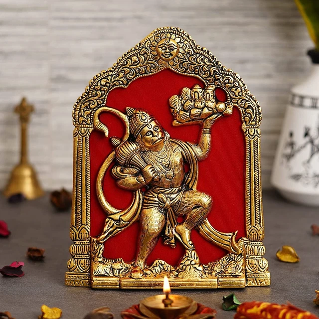 Metal Lord Hanuman Idol Statue Home Office Decor Bajrang Bali Temple TRADITIONAL