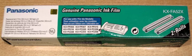 GENUINE PANASONIC Fax ink film KX-FA52X Twin Pack (2 rolls) brand new, unopened