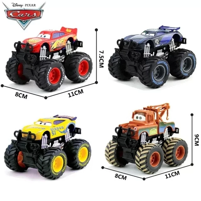 DISNEY PIXAR CARS Toy Red Lightning McQueen Metal Mode Monster Truck ...