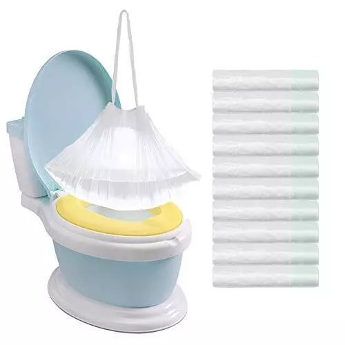 Tebery 100 Pack Portable Potty Chair Liners with Drawstring Potty Bags Potty