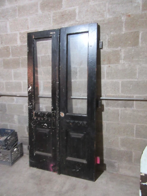 ~ Antique Walnut Double Entrance French Doors ~ 44 X 86 ~ Architectural Salvage 3
