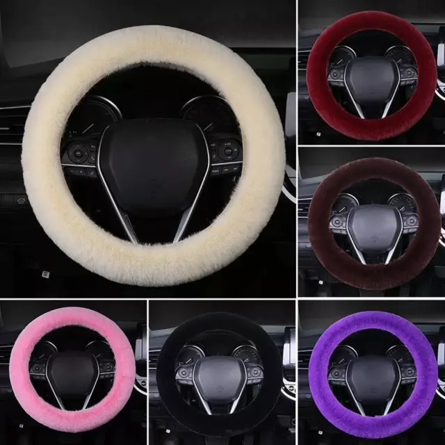 Coprivolante per auto in peluche morbido e caldo, accessori auto universali S3