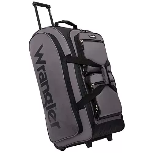 Wrangler 30" Wesley Rolling Duffel Bag, Charcoal Large 30-Inch, Grey