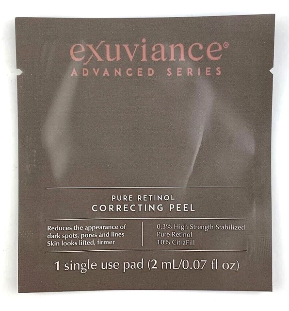 EXUVIANCE Advanced Series Puro Retinol Corrector Peeling Muestra Almohadilla de un solo uso NUEVO