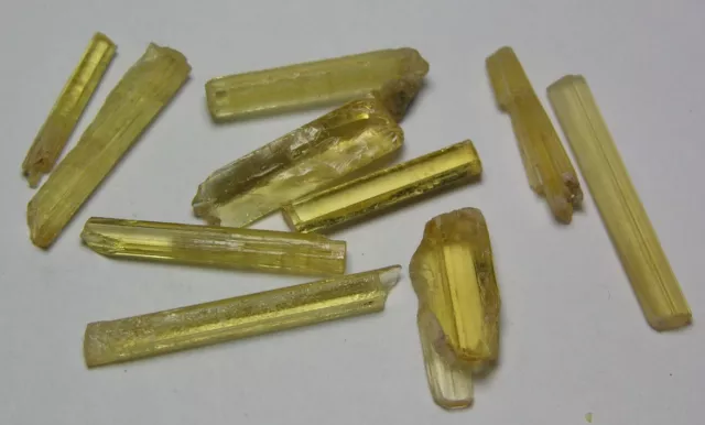 21.70ct Pakistan 10 Pieces Beryl Heliodor Crystal Specimens 4.35g 16mm to 25mm
