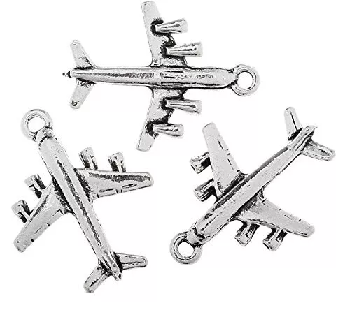 5 x Airplane Plane Holiday Charms Jewellery Making Crafts Pendants